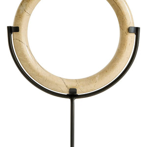 Cream Marble Ring Sculpture on Metal Stand | Zoro