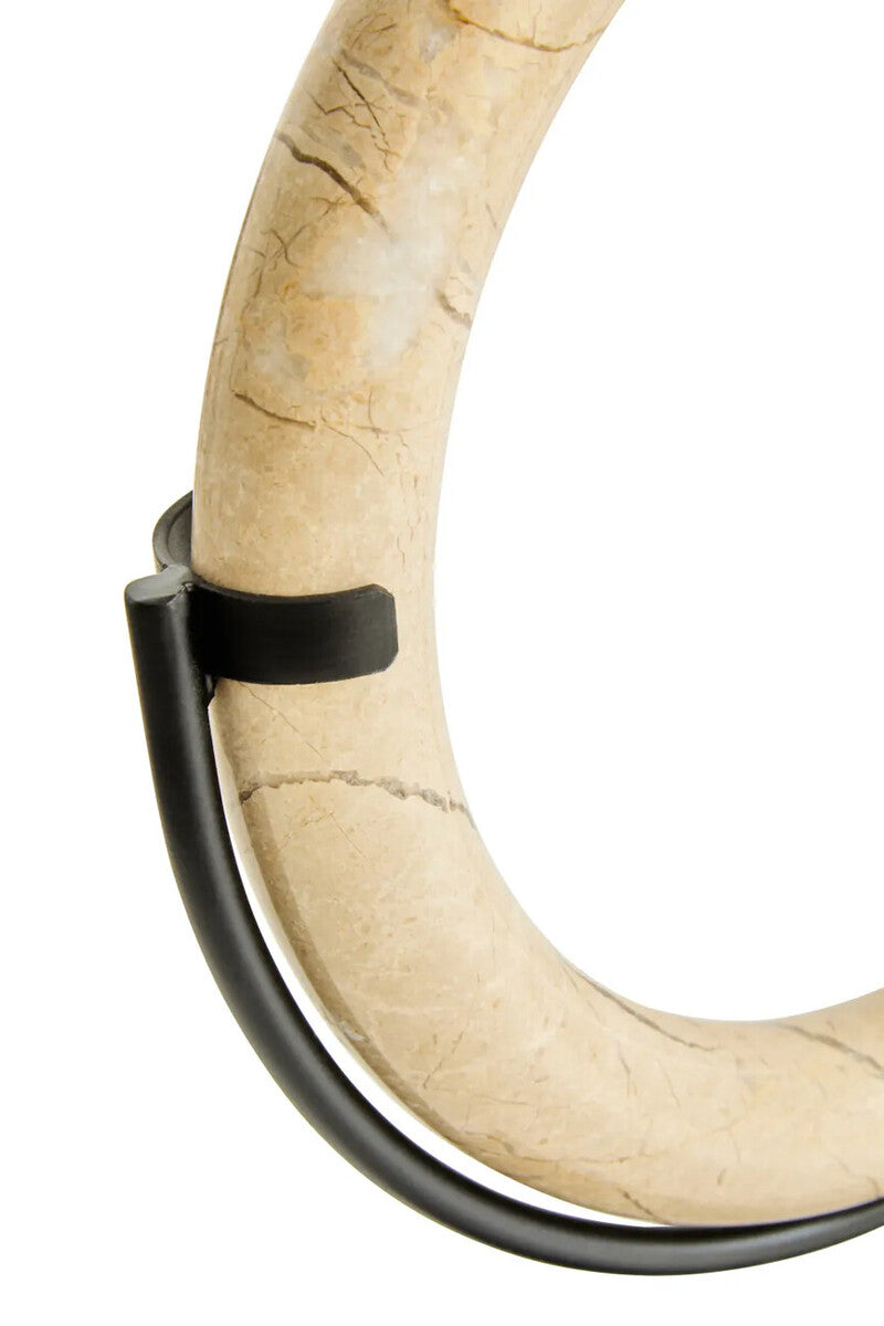 Cream Marble Ring Sculpture on Metal Stand | Zoro