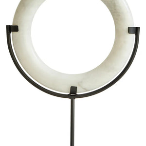 White Marble Ring Sculpture on Metal Stand | Zoro
