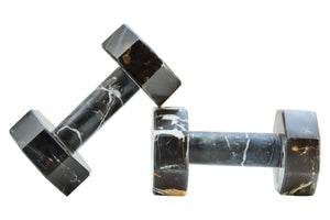 Set of Two Decorative Black and White Marble Dumbbells | Zoro
