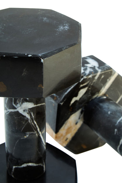 Set of Two Decorative Black and White Marble Dumbbells | Zoro