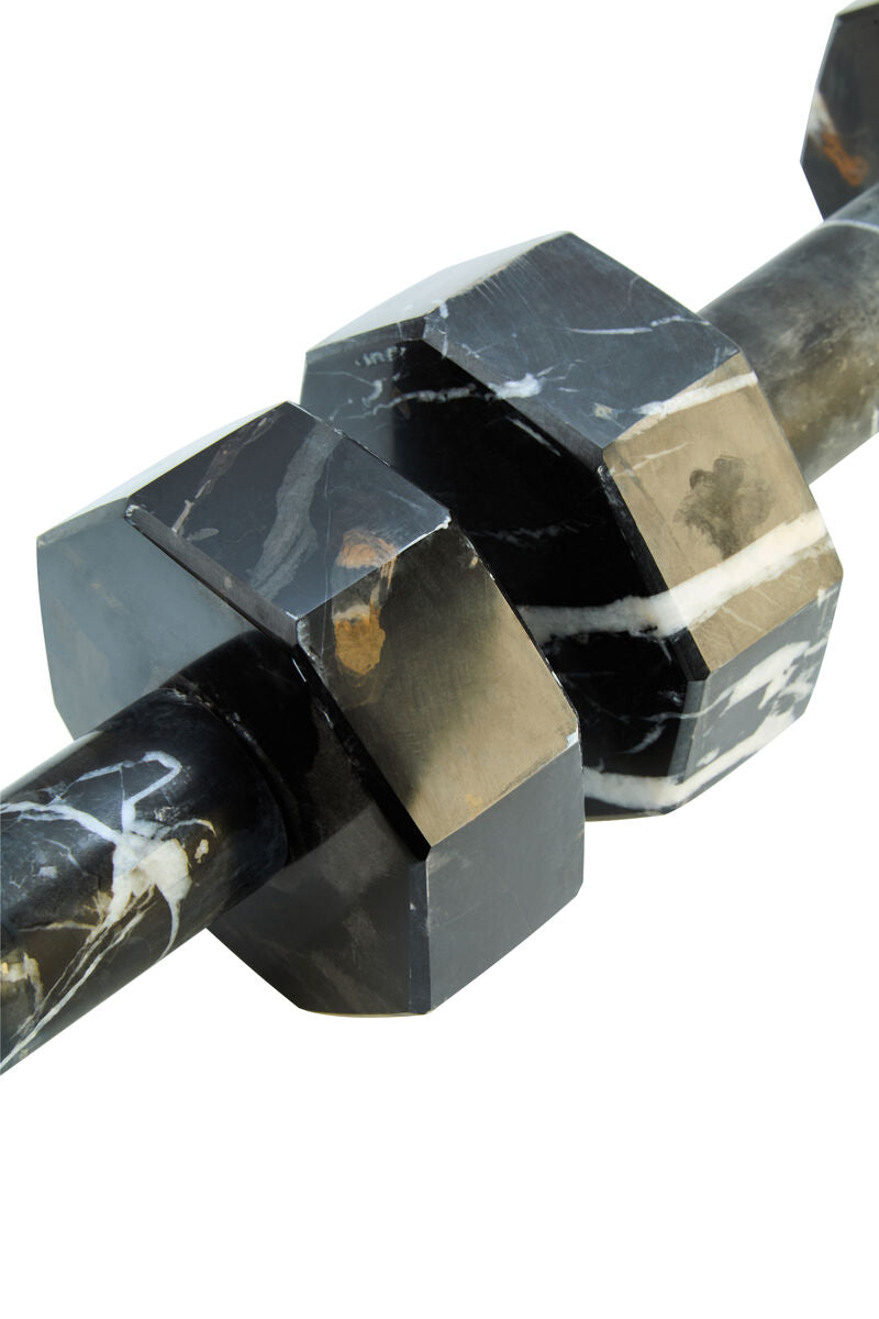 Set of Two Decorative Black and White Marble Dumbbells | Zoro