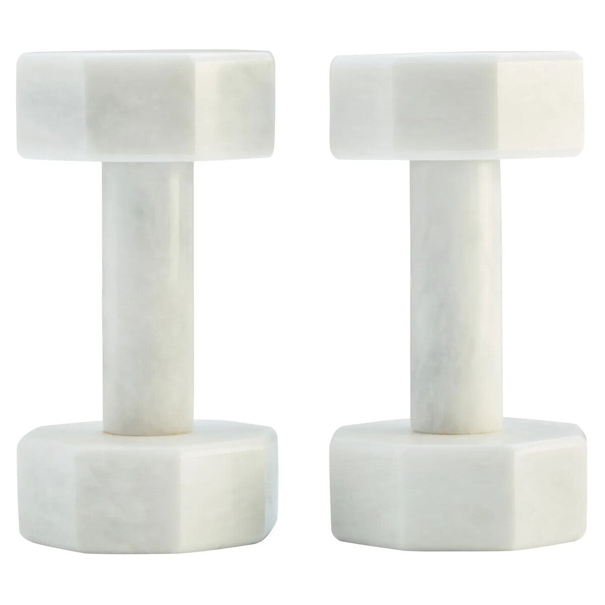 Set of Two Decorative White Marble Dumbbells | Zoro