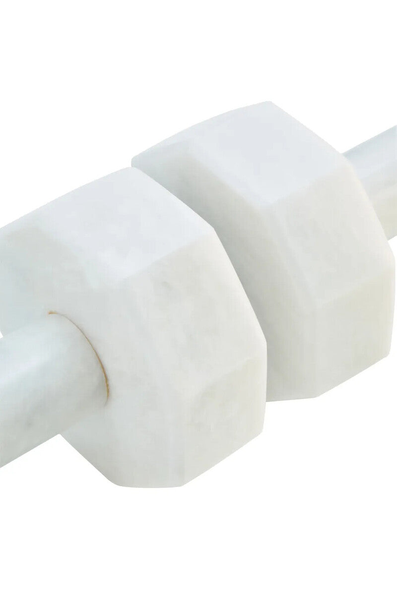 Set of Two Decorative White Marble Dumbbells | Zoro