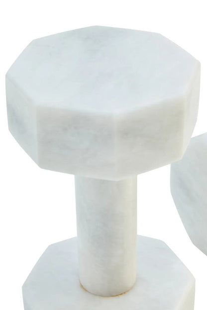Set of Two Decorative White Marble Dumbbells | Zoro
