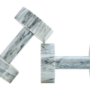 Set of Two Decorative Grey Marble Dumbbells | Zoro