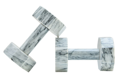 Set of Two Decorative Grey Marble Dumbbells | Zoro