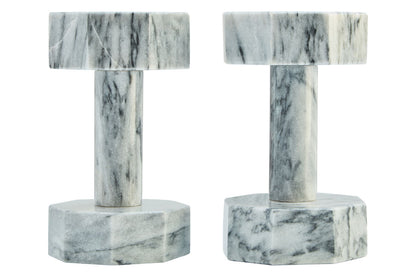Set of Two Decorative Grey Marble Dumbbells | Zoro