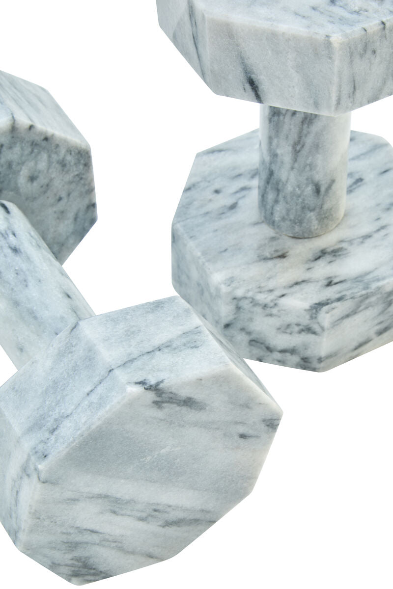 Set of Two Decorative Grey Marble Dumbbells | Zoro