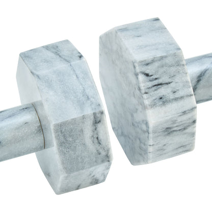 Set of Two Decorative Grey Marble Dumbbells | Zoro
