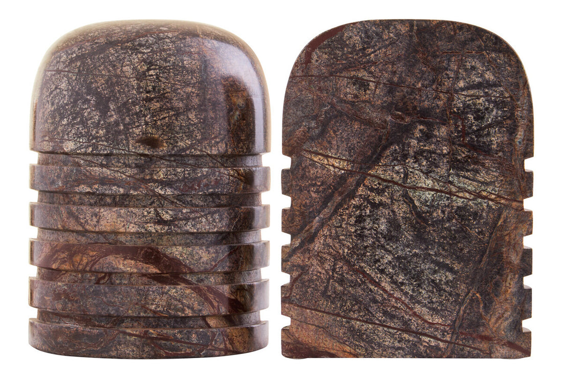 Santino Set of Two Chocolate Marble Bookends