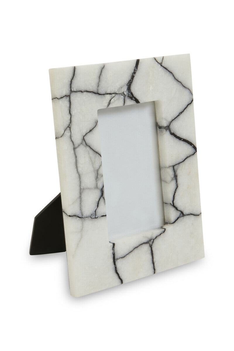 Marmara White and Black Marble 4In X 6In Small Photo Frame