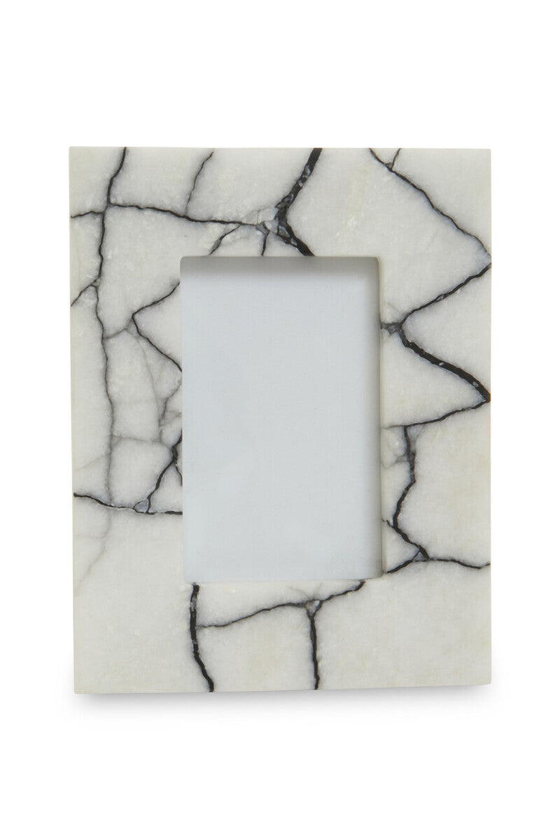 Marmara White and Black Marble 4In X 6In Small Photo Frame