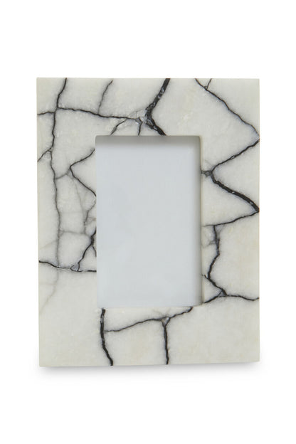 Marmara White and Black Marble 4In X 6In Small Photo Frame