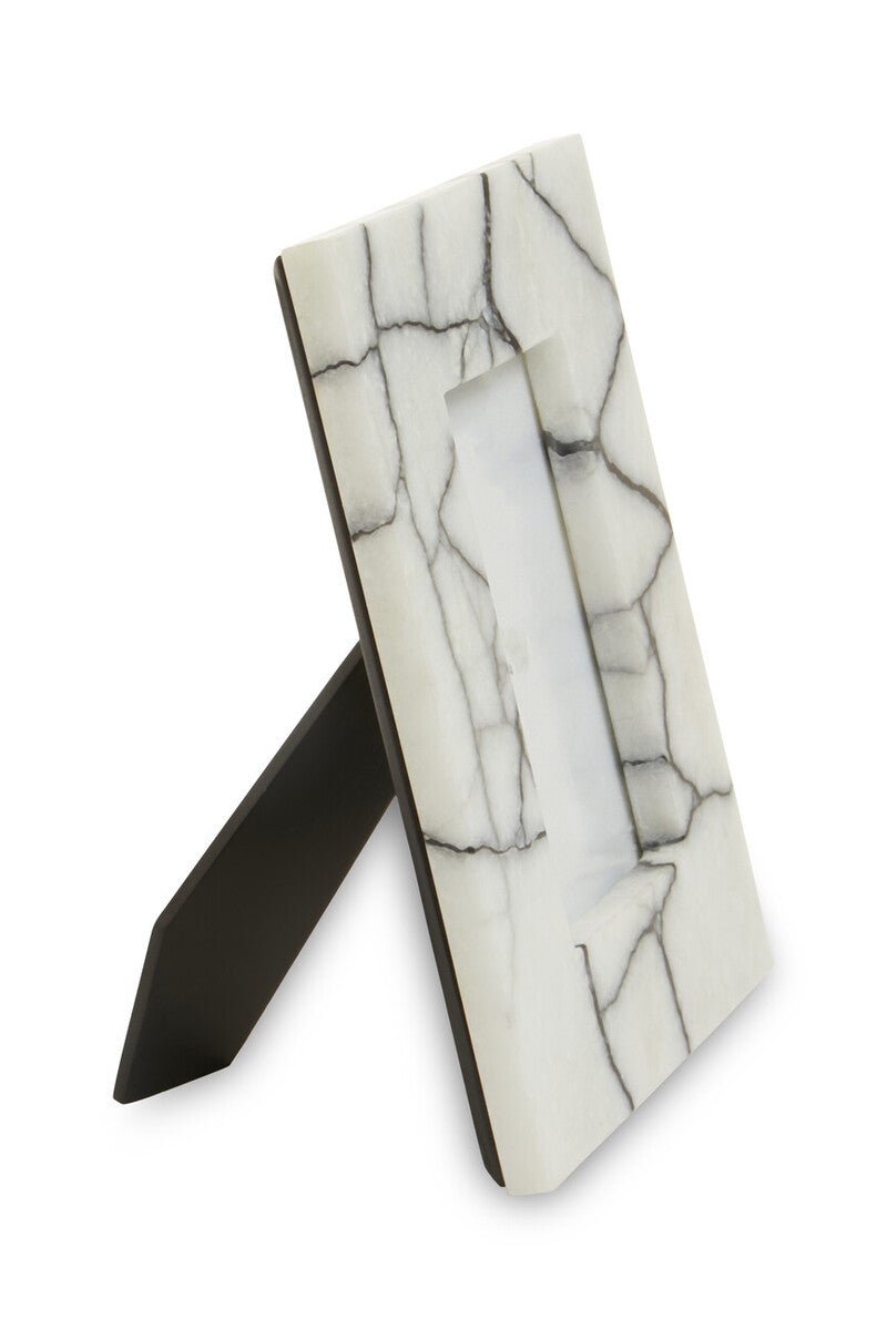 Marmara White and Black Marble 4In X 6In Small Photo Frame