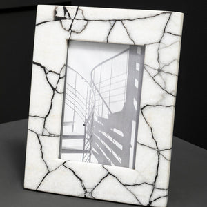 Marmara White and Black Marble 5In X 7In Large Photo Frame