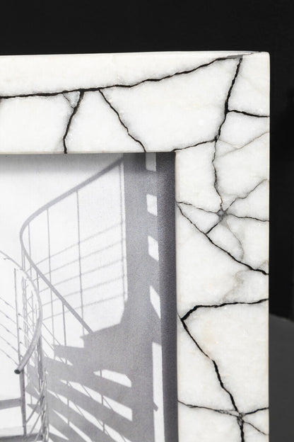 Marmara White and Black Marble 5In X 7In Large Photo Frame