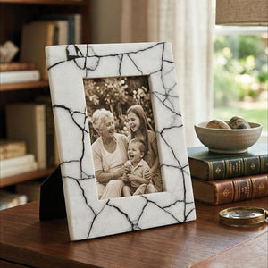 Marmara White and Black Marble 5In X 7In Large Photo Frame