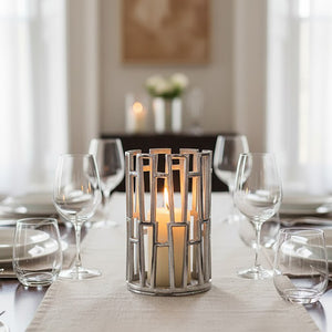 Small Silver Finish Candle Holder | Delphi