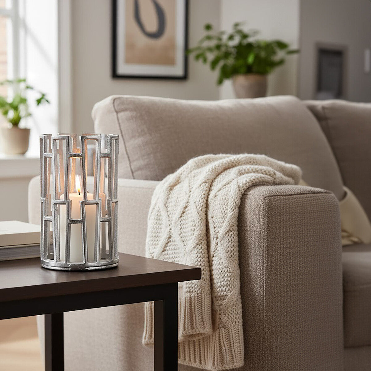 Delphi Small Silver Finish Candle Holder