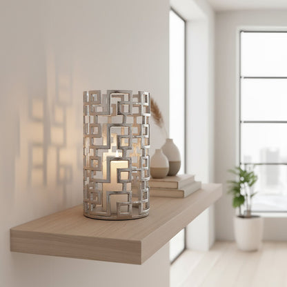 Delphi Large Candle Holder in Silver Finish