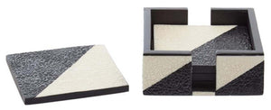 Ezra Set Of Four Black And White Coasters With Holder
