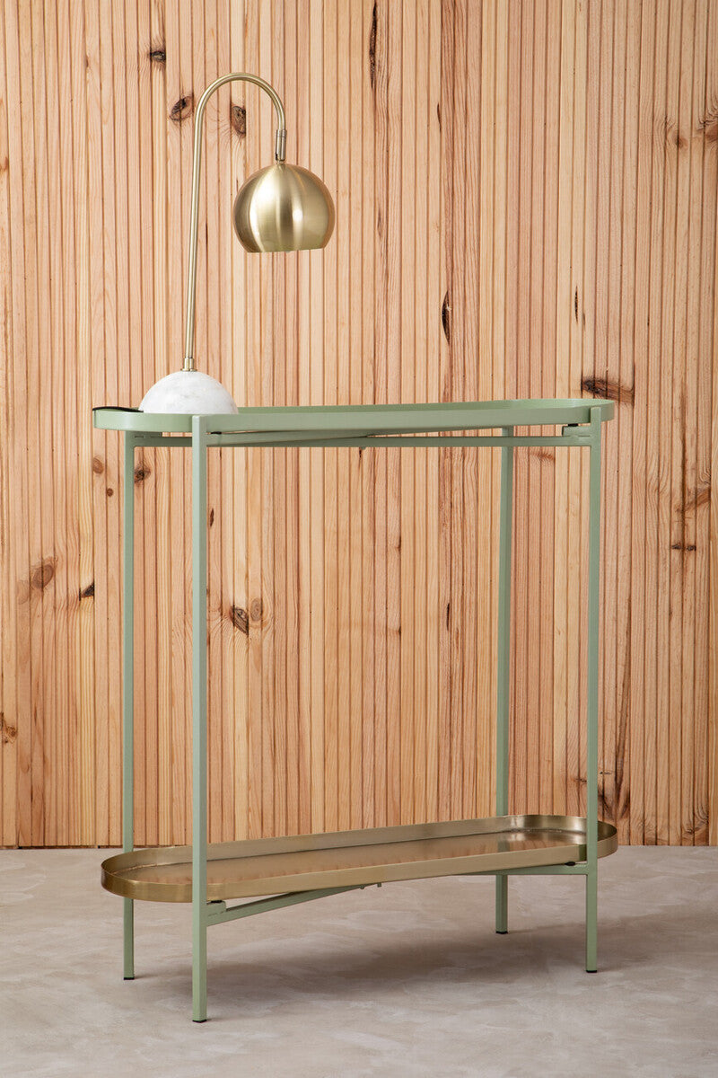 Sabia Green And Gold Iron Console Table