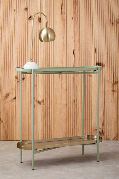 Sabia Green And Gold Iron Console Table