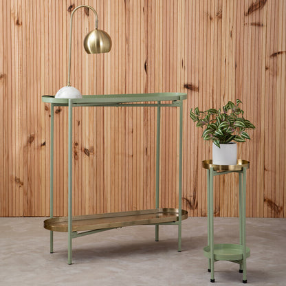 Sabia Green And Gold Iron Console Table
