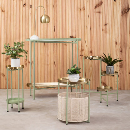 Sabia Green And Gold Iron Console Table