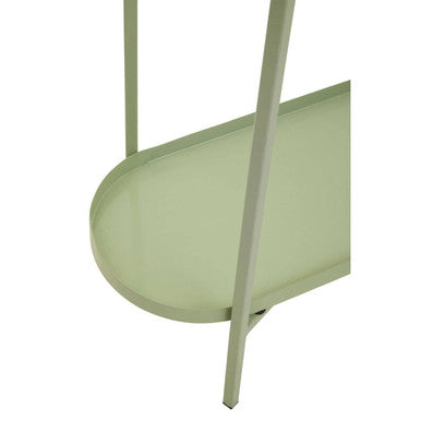 Green Metallic Console Table with Polished Gold Top and Two-Tier Shelves, Sabia