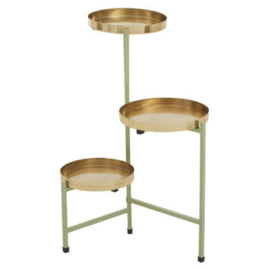 Sabia Green And Gold Three Tiered Plant Stand
