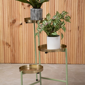 Green and Gold Three Tiered Plant Stand | Sabia