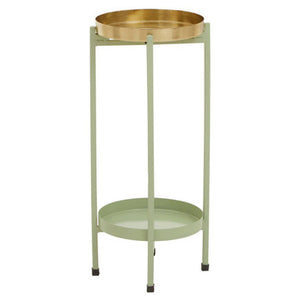 Sabia Green And Gold Two Tiered Plant Stand