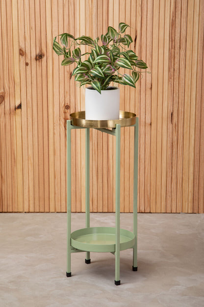 Sabia Green And Gold Two Tiered Plant Stand - Image 2