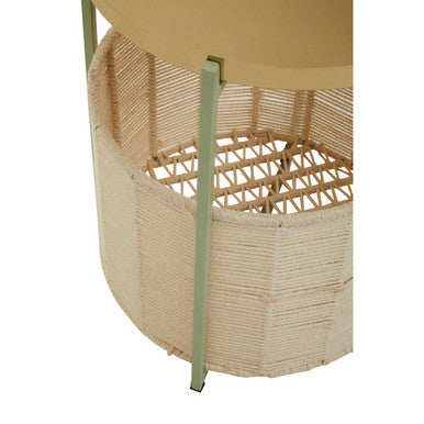 Sabia Green And Gold Iron And Cotton Two Tier Side Table