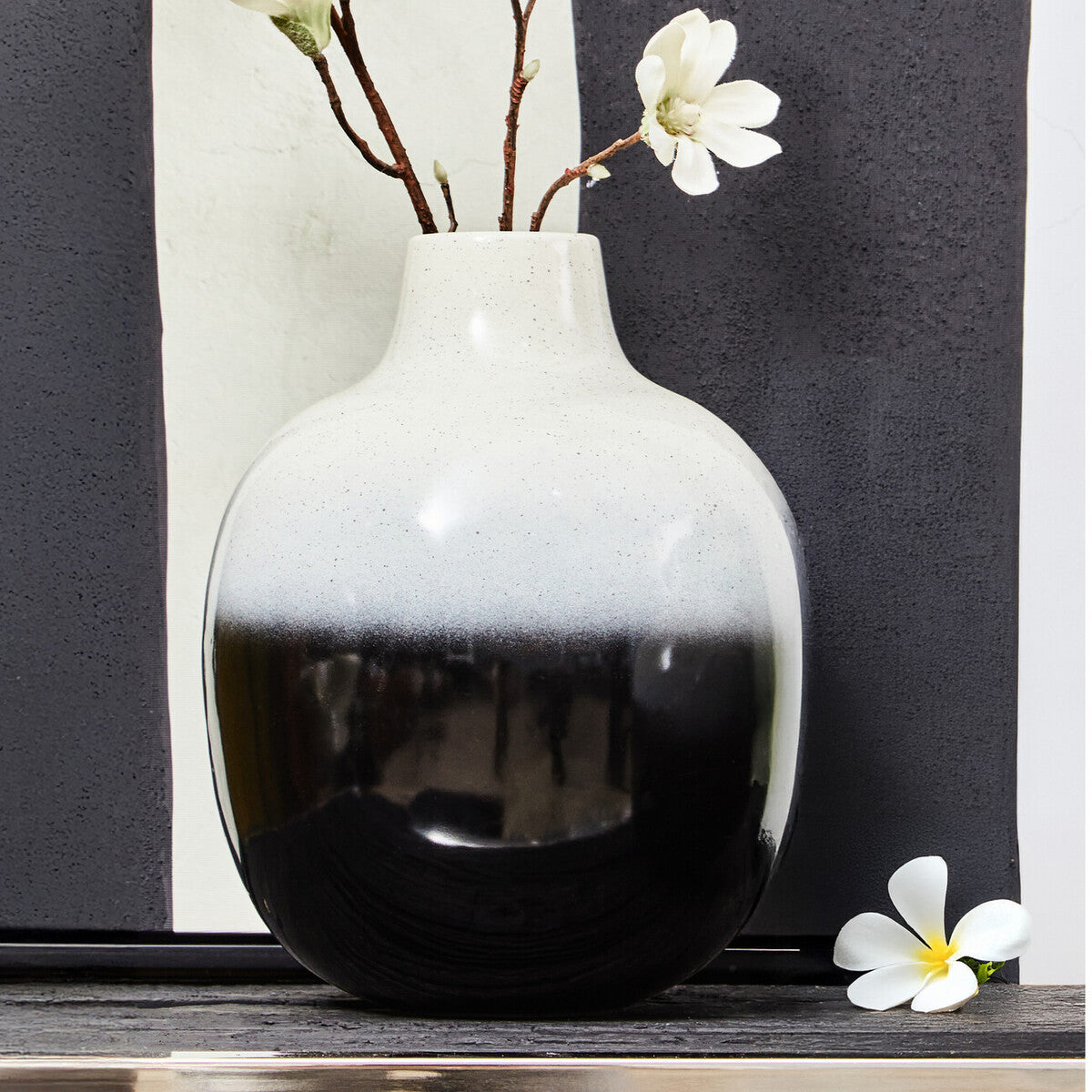 Ramus Large Black And White Ombre Vase