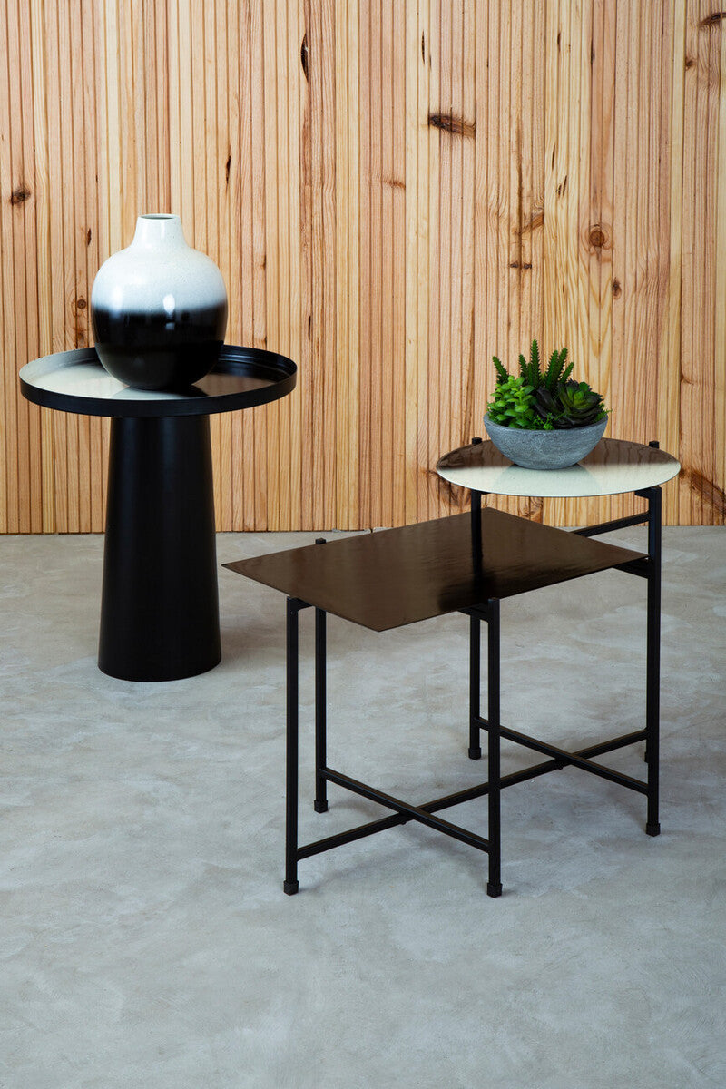 Ramus Two Tier Black And White Ombre Side Table
