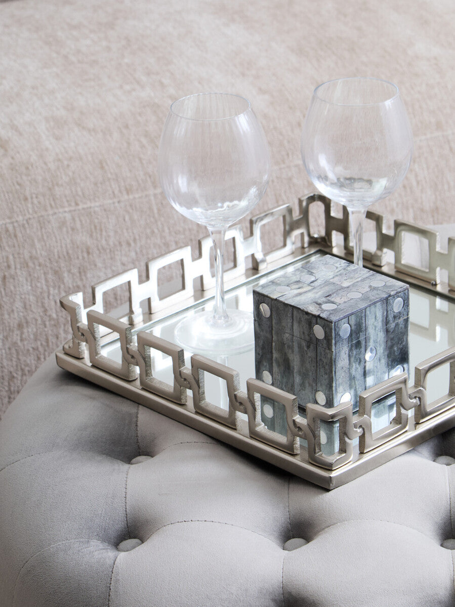 Rhoda Square Nickle Finish Mirror Tray