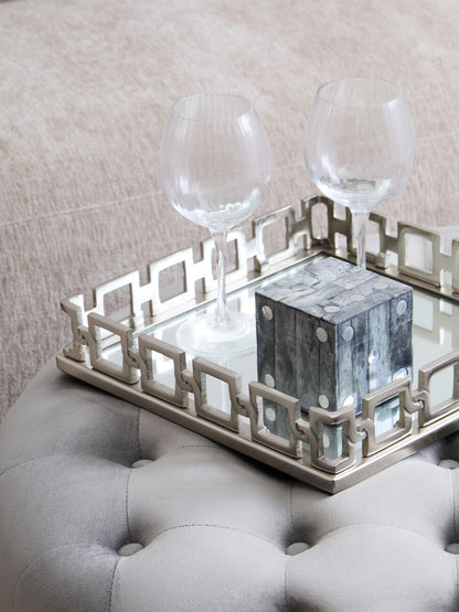 Rhoda Square Nickle Finish Mirror Tray