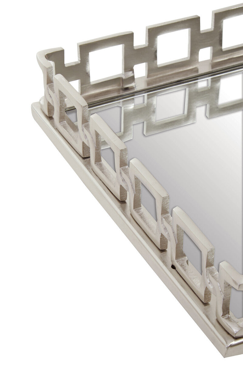 Rhoda Square Nickle Finish Mirror Tray