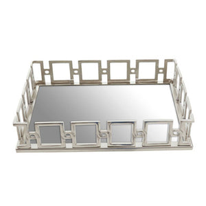Rhoda Rectangle Nickle Finish Mirror Tray