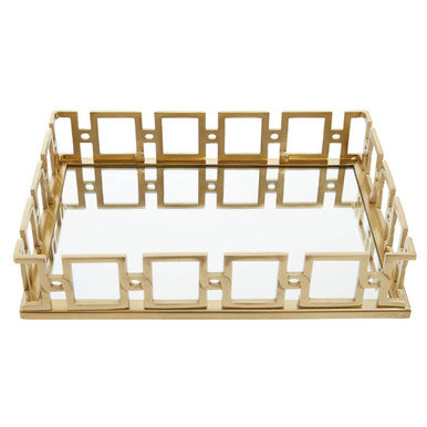 Rhoda Rectangle Gold Mirror Tray