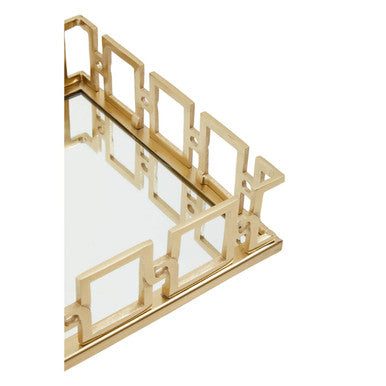 Rhoda Rectangle Gold Mirror Tray