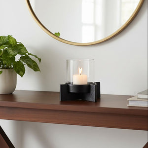 Small Matt Black Finish Candle Holder | Hapax