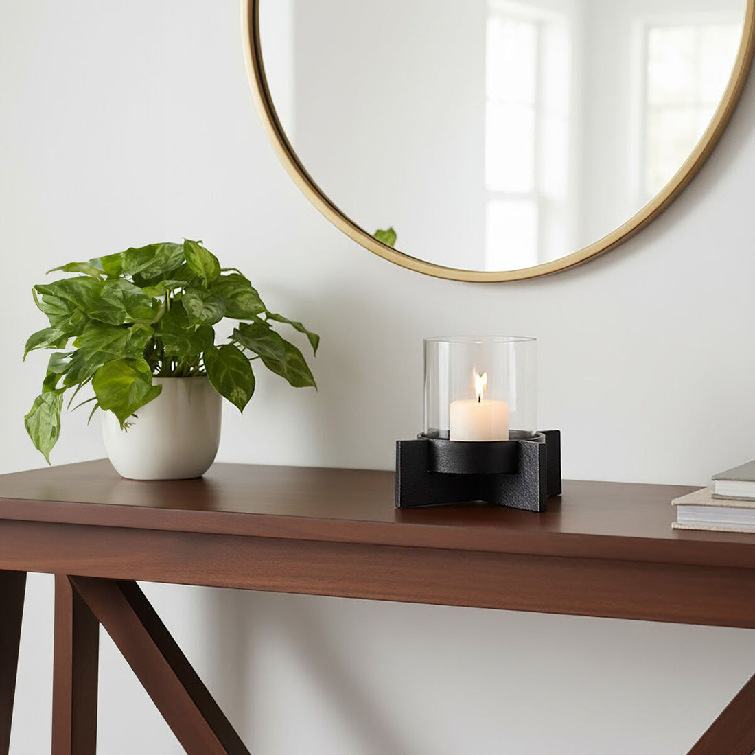 Hapax Small Matt Black Finish Candle Holder