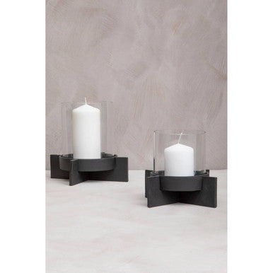 Hapax Large Matt Black Finish Candle Holder