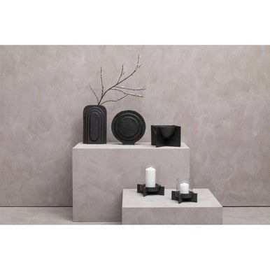 Hapax Large Matt Black Finish Candle Holder