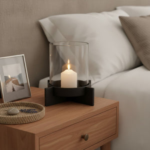 Large Matt Black Finish Candle Holder | Hapax
