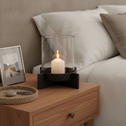Hapax Large Matt Black Finish Candle Holder - Image 2